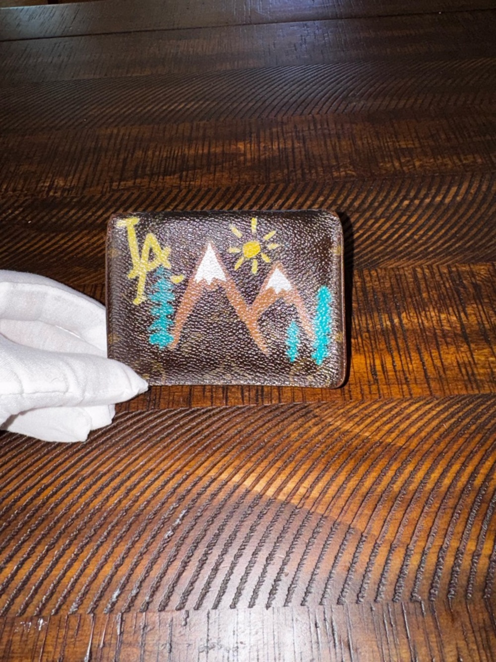 Louis Vuitton Monogram Card Case Pass Case vintage hand painted - Picture 6 of 11